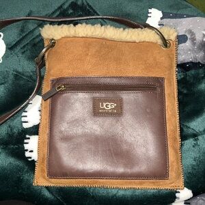 Ugh Suede Leathers sherling sheepskin crossbody bag